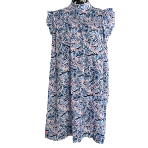 Simply Southern Dresses & Skirts - Simply Southern Smock dress-Pink & Blue Leaf Print-Size Large NWT